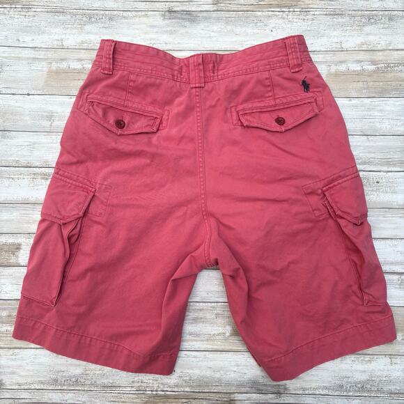 VTG Polo Ralph Lauren Shorts Sz 33 Red Cargo Pockets Relaxed Y2K Outdoor Casual - Picture 4 of 12